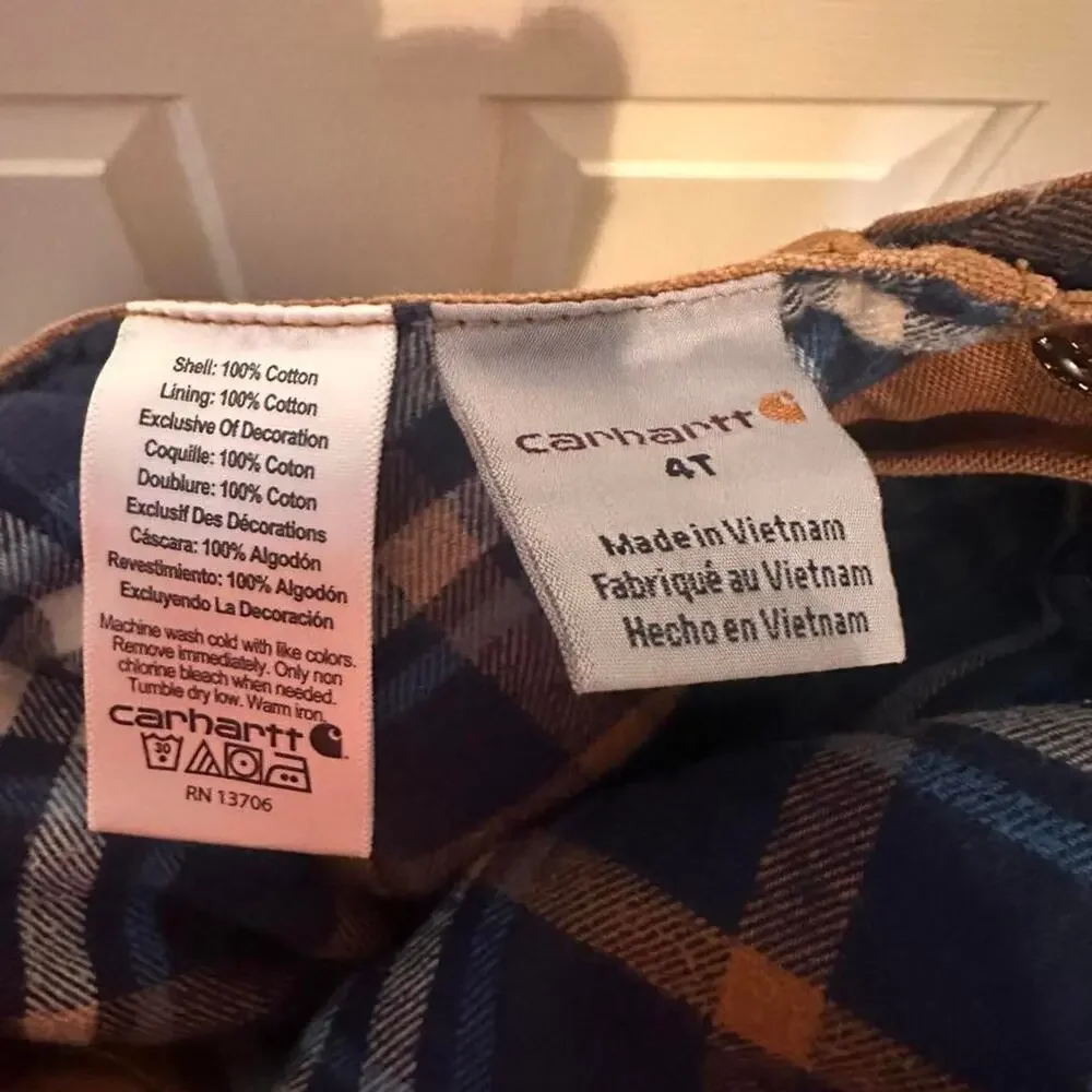 Carhartt kids brown overalls size 4T